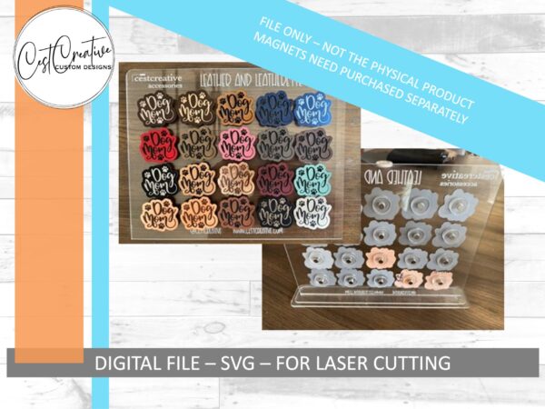 acrylic display sign with leatherette product samples