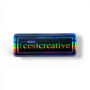 holographic rectangle shaped sticker with kiss cut